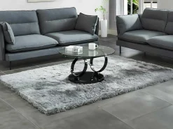 Salontafel Met Draaiblad Joline - Gehard Transparant Glas & Zwart Gechromeerde Poten-Maison Céphy Clearance