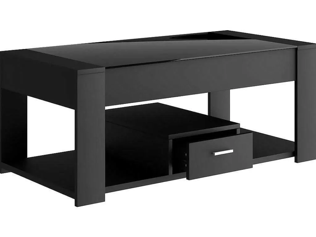 Salontafel Met Een Lade - Glazen Blad - Zwart-ModernLuxe Discount