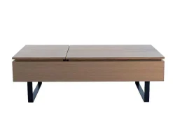 Salontafel Met Verstelbaar Blad En 1 Lade Van Mdf En Metaal - Donker Natuurlijk - Dalaho-Vente-unique Best