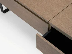 Salontafel Met Verstelbaar Blad En 1 Lade Van Mdf En Metaal - Donker Natuurlijk - Dalaho-Vente-unique Best