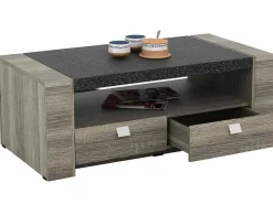 Salontafel Meteorite - 2 Laden - Mdf Blad Met Granieteffect-Vente-unique