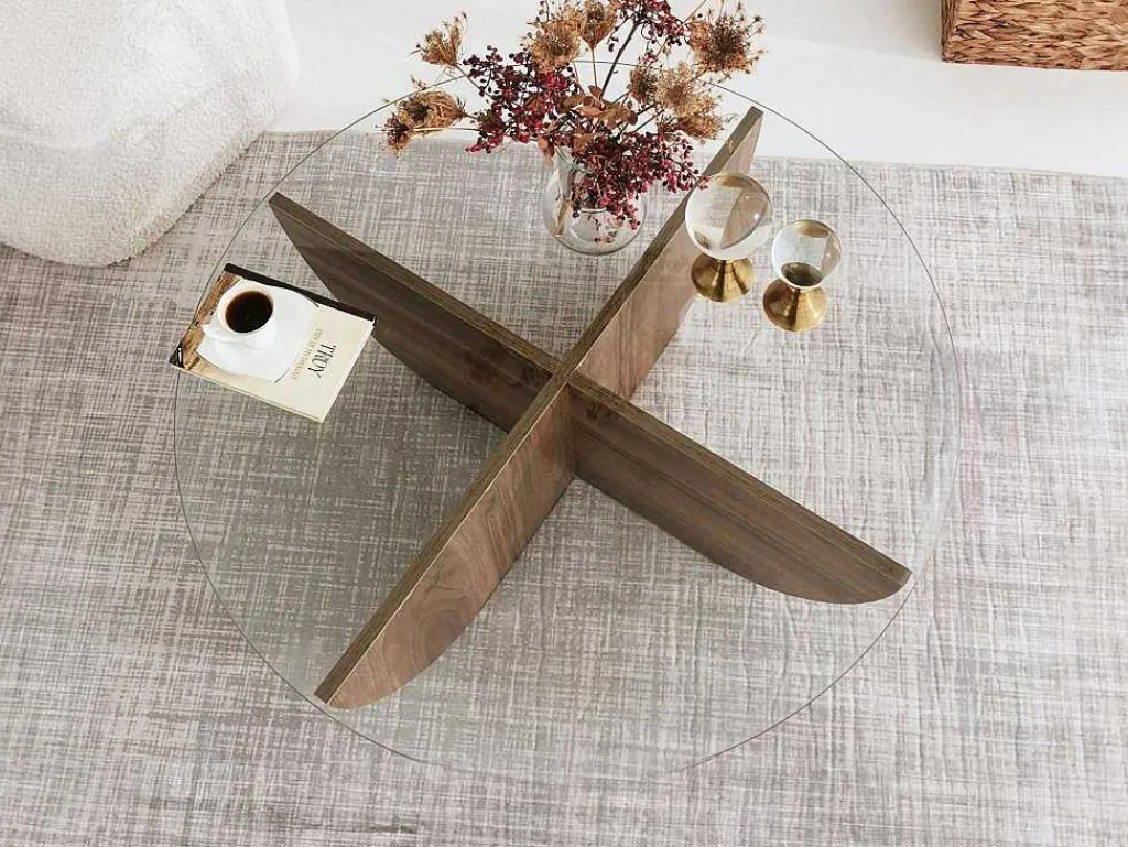 Salontafel Van Gehard Glas - Naturel En Transparant - Aysun-Vente-unique New