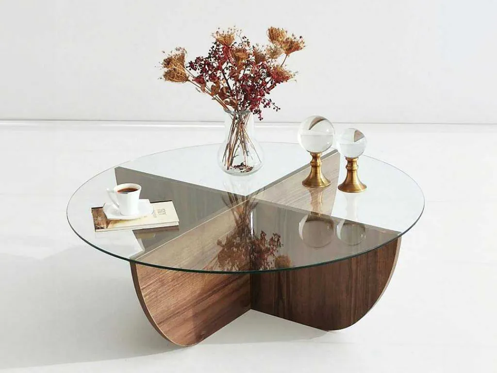 Salontafel Van Gehard Glas - Naturel En Transparant - Aysun-Vente-unique New