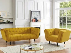 Samantha Ii Fluwelen Fauteuil - Oker-Vente-unique Clearance