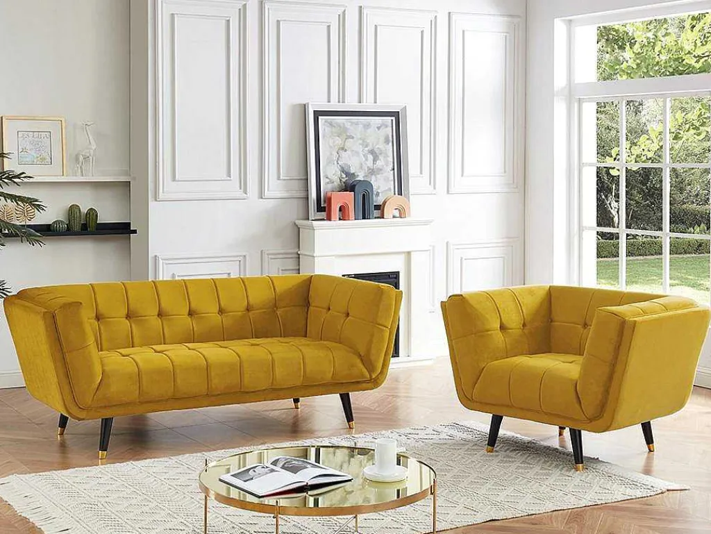 Samantha Ii Fluwelen Fauteuil - Oker-Vente-unique Clearance