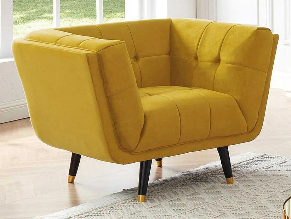 Samantha Ii Fluwelen Fauteuil - Oker-Vente-unique Clearance