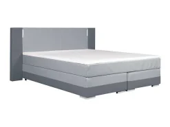 Samenstelling Boxspring Hoofdbord Met Leds + Lattenbodems + Matras + Dekmatras Asti Van Ysmee - 160 X 200 Cm - Antraciet En Lichtgrijs-Ysmée Outlet