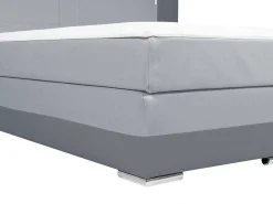 Samenstelling Boxspring Hoofdbord Met Leds + Lattenbodems + Matras + Dekmatras Asti Van Ysmee - 160 X 200 Cm - Antraciet En Lichtgrijs-Ysmée Outlet