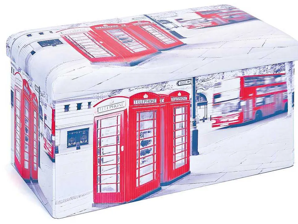 Sanne Opbergdozen Voetenbank Met Deksel, Beige, Rood, Zwart, Wit.-Vente-unique Outlet