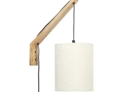 Scandinavische Wandlamp - Mangohout En Stof - D21 X H36 Cm - Licht Naturel En Beige - Paliana-OZAIA Online