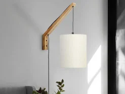 Scandinavische Wandlamp - Mangohout En Stof - D21 X H36 Cm - Licht Naturel En Beige - Paliana-OZAIA Online