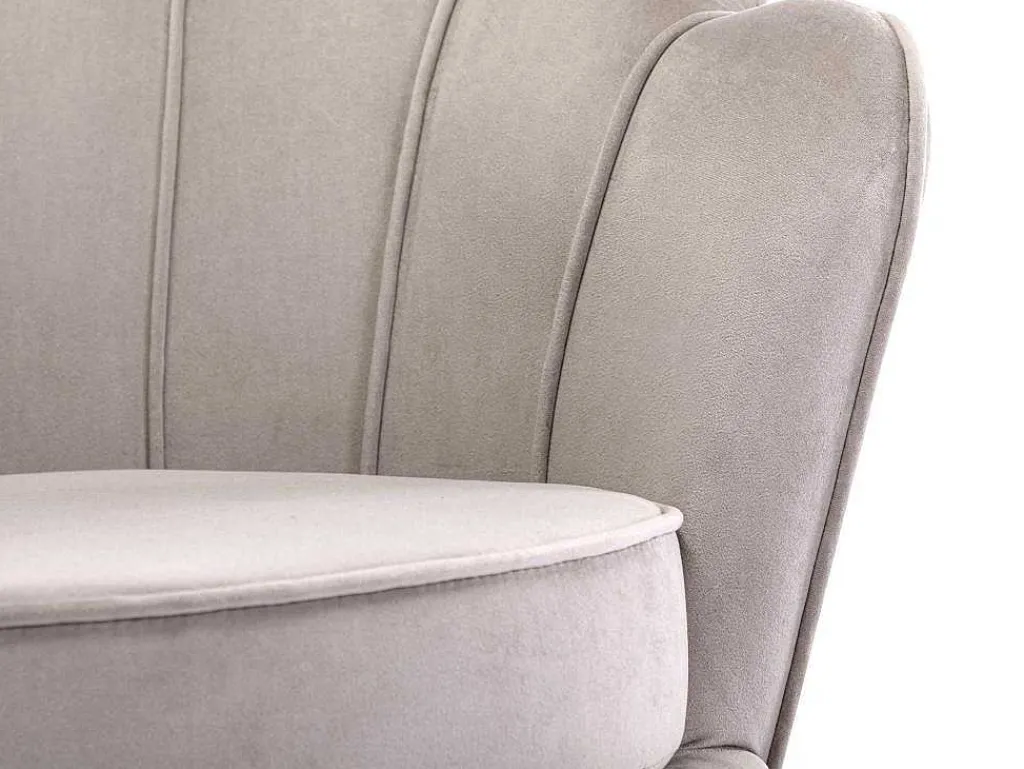 Schelpvormige Fauteuil Van Taupegrijs Velours Dandelion - Van-PASCAL MORABITO Online