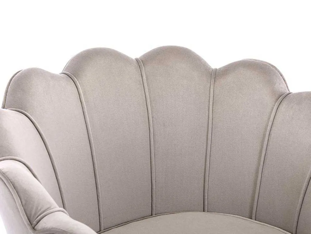 Schelpvormige Fauteuil Van Taupegrijs Velours Dandelion - Van-PASCAL MORABITO Online