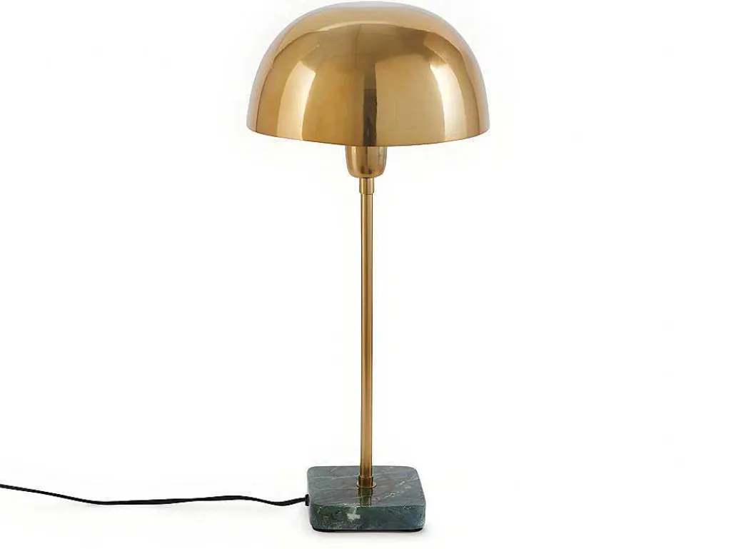 Schemerlamp Champignon Met Art-Decostijl Amanite - Marmer En Ijzer - 24,5 X 24,5 X 52 Cm - Goudkleurig-OZAIA New