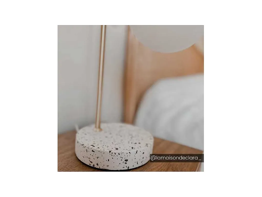 Schemerlamp Met Vintage-Stijl Lullaby - Sokkel Van Terrazzo - 23 X 15 X 38 Cm - Goudkleurig-OZAIA New