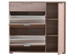 Schoenenkast Arietta - 2 Vlakken, 1 Deur En 1 Lade - Kleur: Wit & Beton-Vente-unique
