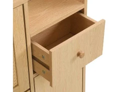 Schoenenkast In Hout En Rotan - 3 Klepdeuren En 1 Lade - Verstelbare Plank - Naturel-ModernLuxe Sale