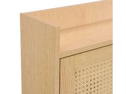Schoenenkast In Hout En Rotan - 3 Klepdeuren En 1 Lade - Verstelbare Plank - Naturel-ModernLuxe Sale