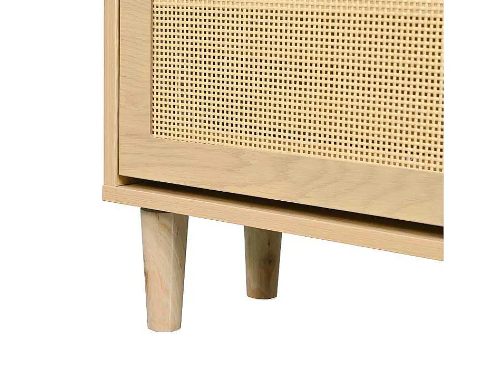 Schoenenkast In Hout En Rotan - 4 Klepdeuren - Naturel-ModernLuxe
