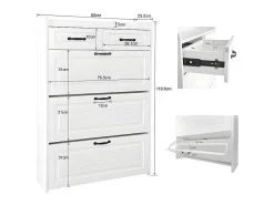 Schoenenkast In Spaanplaat - 3 Klepdeuren En 2 Laden - Wit-ModernLuxe Discount