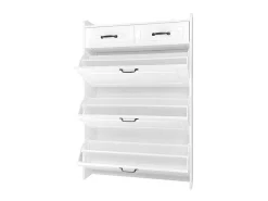 Schoenenkast In Spaanplaat - 3 Klepdeuren En 2 Laden - Wit-ModernLuxe Discount