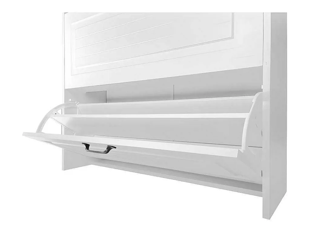 Schoenenkast In Spaanplaat - 3 Klepdeuren En 2 Laden - Wit-ModernLuxe Discount