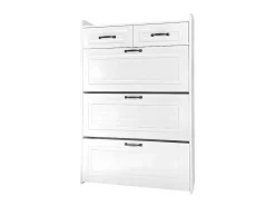 Schoenenkast In Spaanplaat - 3 Klepdeuren En 2 Laden - Wit-ModernLuxe Discount
