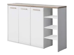 Schoenenkast Met 3 Deuren En 3 Opbergvakken Wit En Houtlook Skaido-Vente-unique Clearance