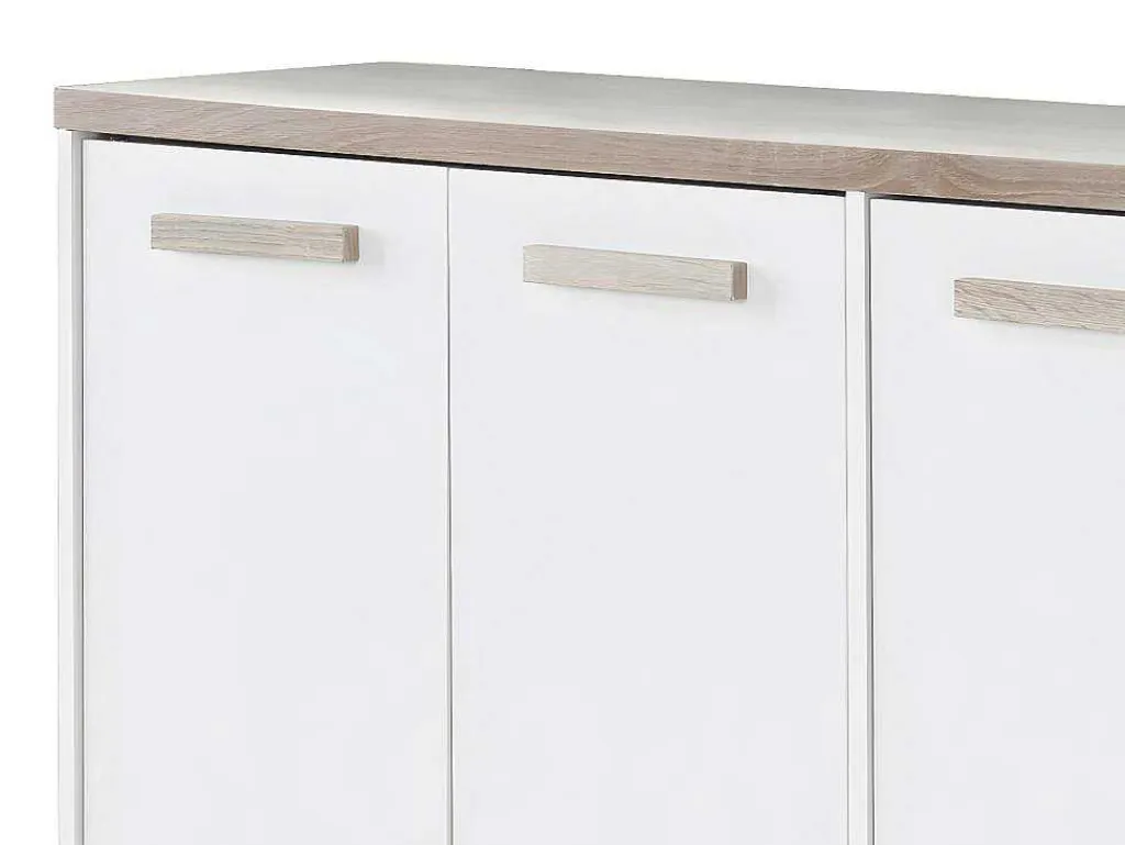 Schoenenkast Met 3 Deuren En 3 Opbergvakken Wit En Houtlook Skaido-Vente-unique Clearance