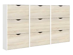 Schoenenkasten Napoli (Set Van Drie) Met 3 Lades Wit / Eiken.-Vente-unique