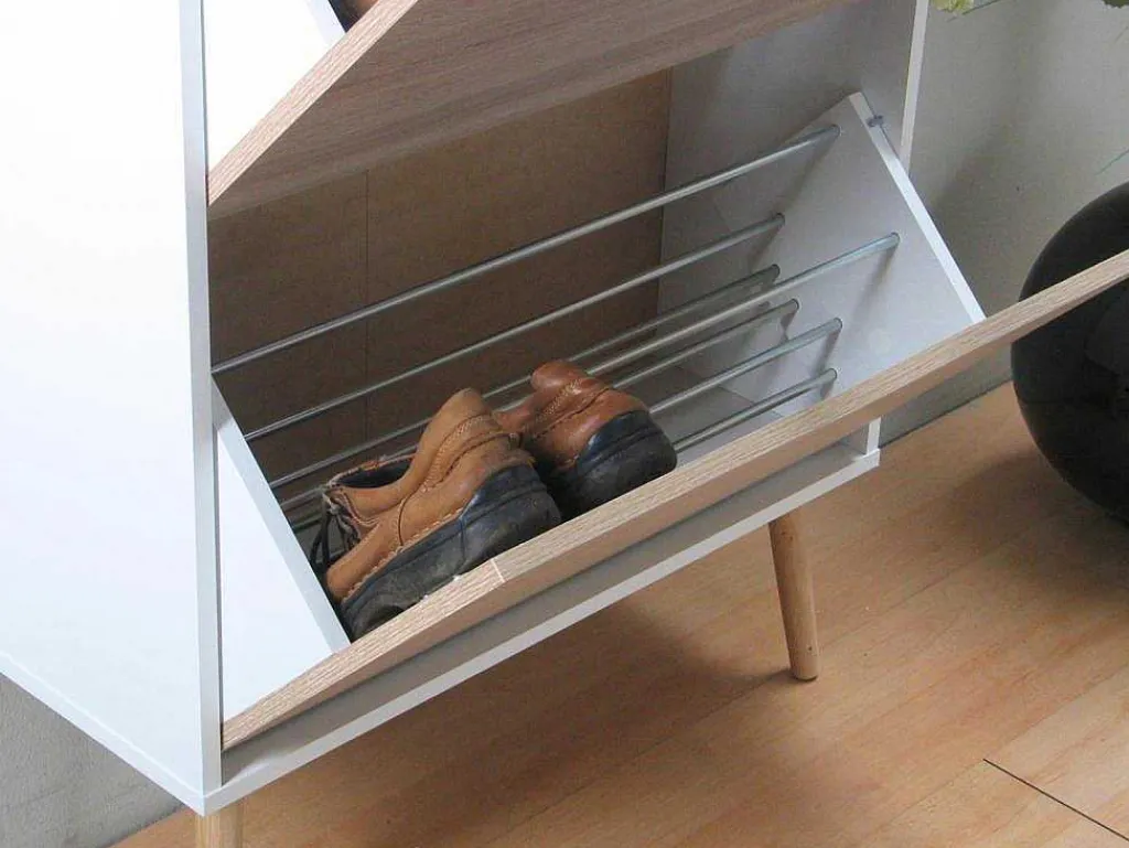 Schoenenkasten Napoli (Set Van Drie) Met 3 Lades Wit / Eiken.-Vente-unique