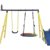 Schommel Met Glijbaan Voor Kinderen - Metalen Frame - Buitenspeeltuin Voor Kinderen Van 3 Tot 8 Jaar - Geel-Vente-unique Clearance