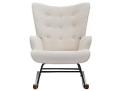 Schommelstoel Van Beige Gechineerde Stof Elmina Ii-Vente-unique