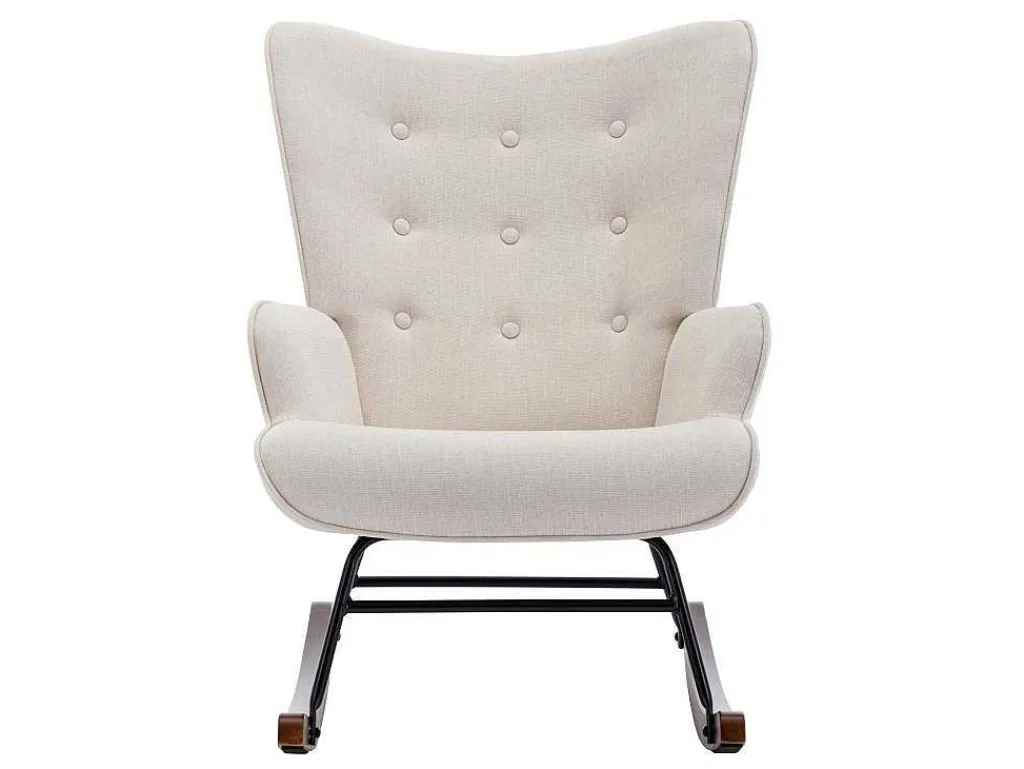 Schommelstoel Van Beige Gechineerde Stof Elmina Ii-Vente-unique