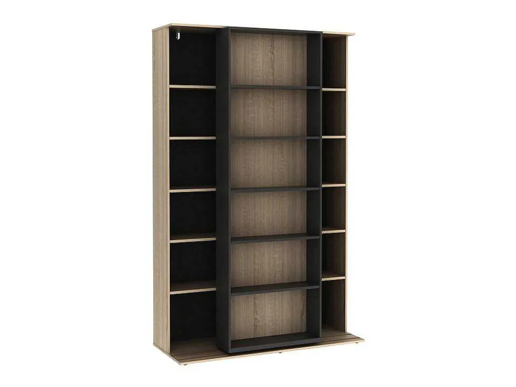 Schuifboekenkast Met 18 Nissen - Naturel En Antraciet - Prali-Vente-unique Clearance