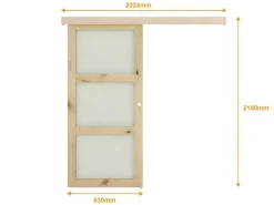 Schuifdeur Acosta Met 3 Ramen - H205Xb83Cm - Natuurlijk Mdf-Vente-unique Discount