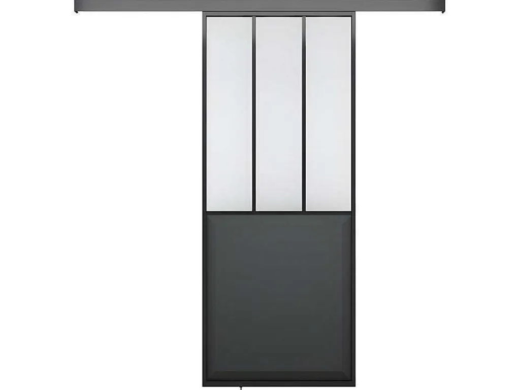 Schuifdeur In Gehard Glas - Mat Zwart - H205Cm X B73Cm - Artisto-Vente-unique Outlet