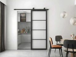 Schuifdeur Sinca - H205 X B83 Cm - Gehard Glas En Aluminium-Vente-unique Sale