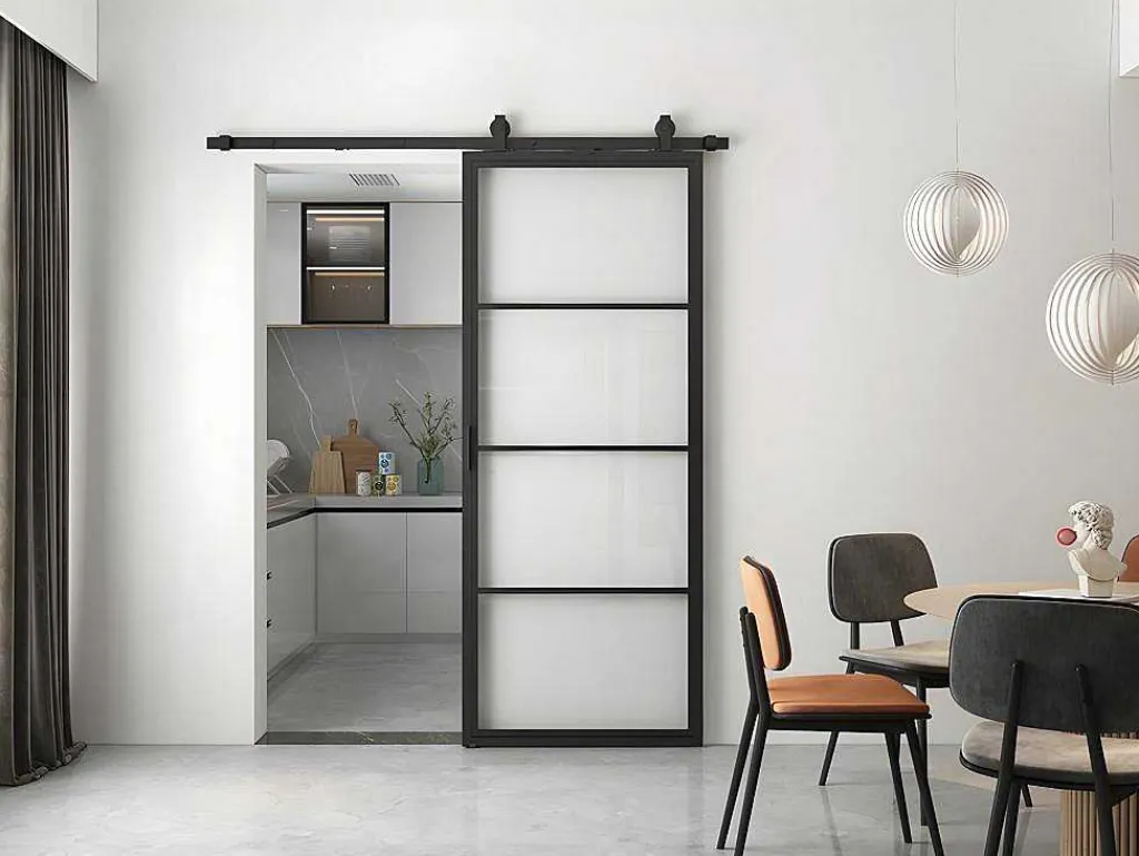 Schuifdeur Sinca - H205 X B83 Cm - Gehard Glas En Aluminium-Vente-unique Sale