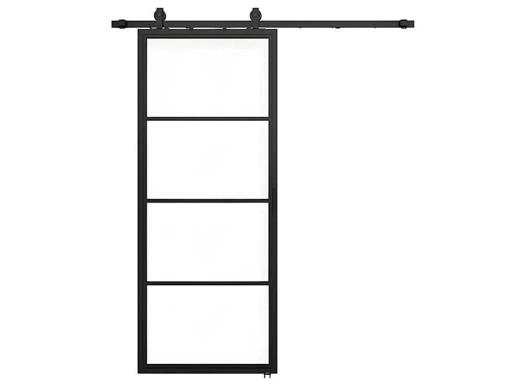 Schuifdeur Sinca - H205 X B83 Cm - Gehard Glas En Aluminium-Vente-unique Sale