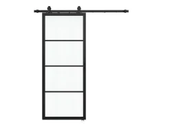 Schuifdeur Sinca - H205Cm X B73Cm - Helder Gehard Glas En Aluminium-Vente-unique Hot