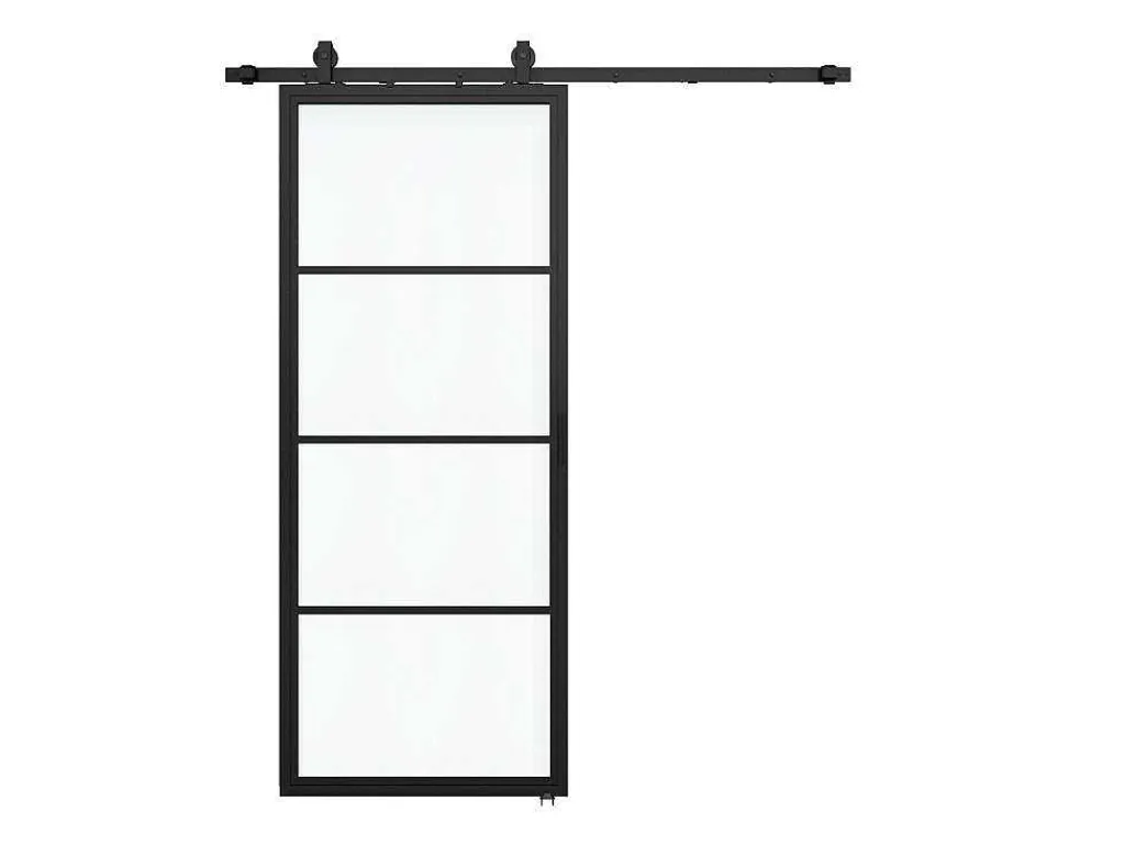 Schuifdeur Sinca - H205Cm X B73Cm - Helder Gehard Glas En Aluminium-Vente-unique Hot