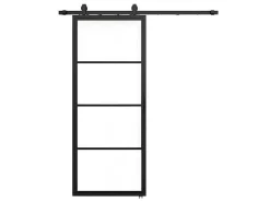 Schuifdeur Sinca - H205Cm X B73Cm - Helder Gehard Glas En Aluminium-Vente-unique Hot