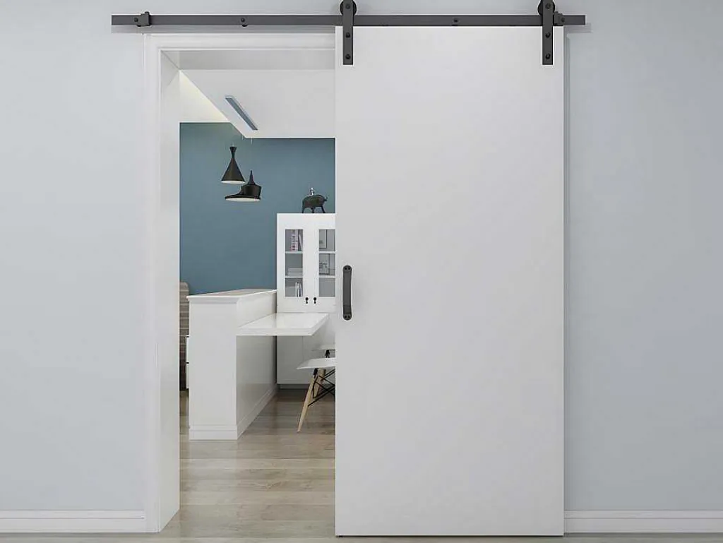 Schuifdeur Varin - H205 Cm X L93 Cm - Mdf + Wit Pvc-Vente-unique