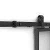 Schuifdeur Werkplaatsstijl Met Rails - Zwart En Mat Gehard Glas - H205 Cm X L93 Cm - Artisto Ii-Vente-unique Discount