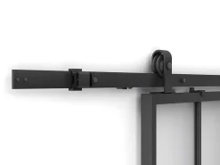 Schuifdeur Werkplaatsstijl Met Rails - Zwart En Mat Gehard Glas - H205 Cm X L93 Cm - Artisto Ii-Vente-unique Discount
