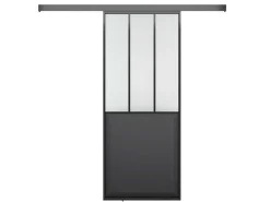 Schuifdeur Werkplaatsstijl - Zwart En Mat Gehard Glas - H205 X B73 Cm - Artisto-Vente-unique Outlet