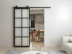 Schuifdeur Wilden - H205 X L83 Cm - Aluminium En Gehard Glas-Vente-unique Outlet