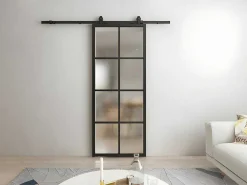 Schuifdeur Wilden - H205 X L83 Cm - Aluminium En Gehard Glas-Vente-unique Outlet