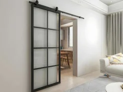 Schuifdeur Wilden - H205 X L83 Cm - Aluminium En Gehard Glas-Vente-unique Outlet